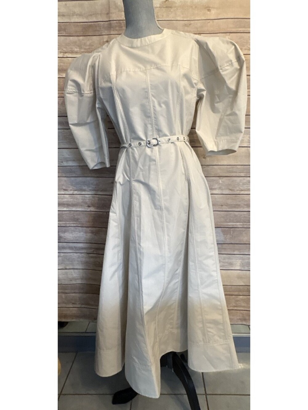 3.1 Phillip Lim Puff Sleeve Belted Dress Summer Beige Classic MSRP $695 Size 4